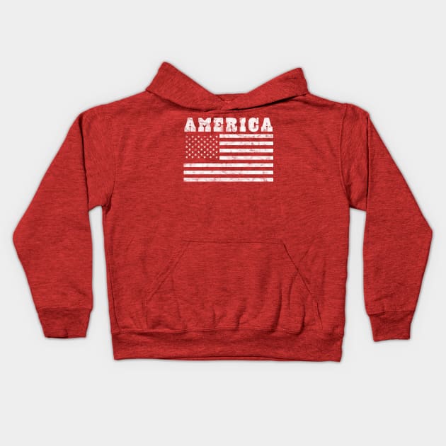 American Flag Retro Vintage Distressed Kids Hoodie by OrangeMonkeyArt